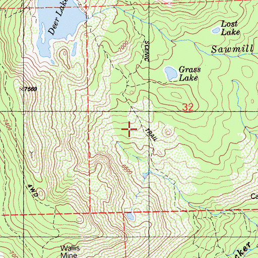 Topographic Map of Deer Lake Trail, CA