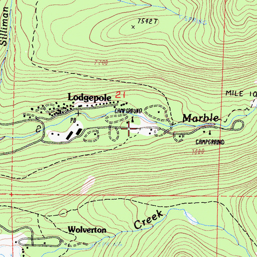 Topographic Map of Lodgepole Visitor Center, CA