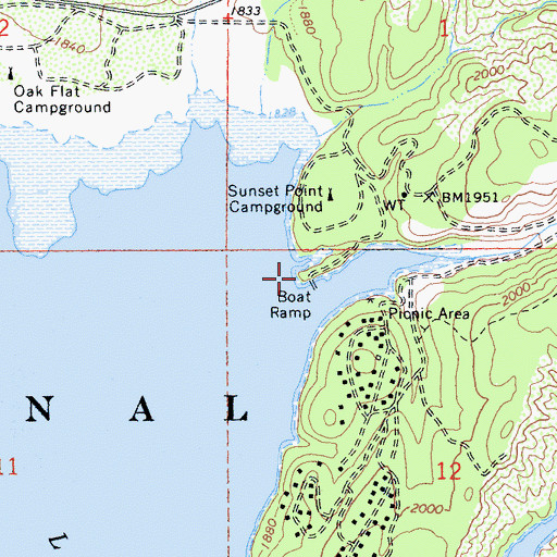 Topographic Map of Lake Pillsbury Pines Resort, CA