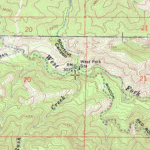 Topographic Map of West Fork Camp Picnic Area, CA