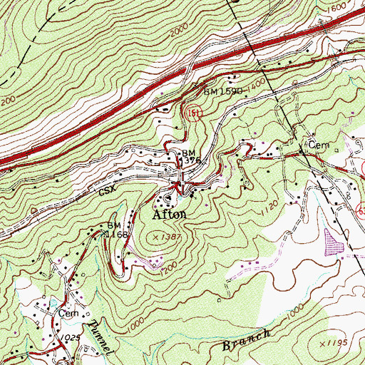 Topographic Map of Afton Post Office, VA