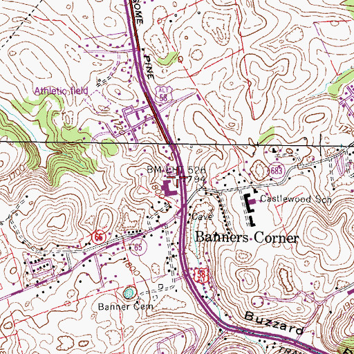 Topographic Map of Castlewood Post Office, VA