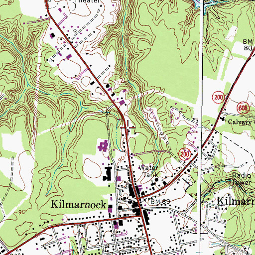 Topographic Map of Kilmarnock Post Office, VA