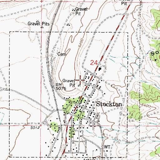 Topographic Map of Stockton Post Office, UT