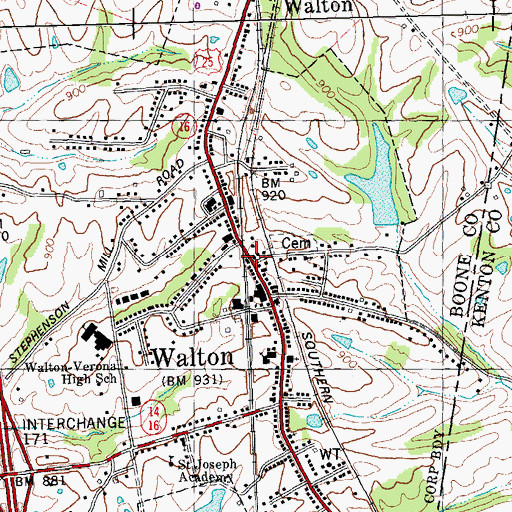 Topographic Map of Walton Police Department, KY