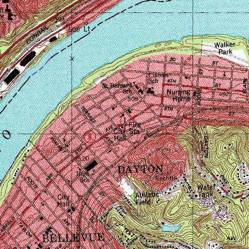 Topographic Map of Dayton Police Department, KY