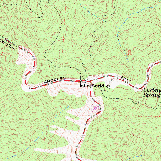 Topographic Map of Islip Trailhead, CA