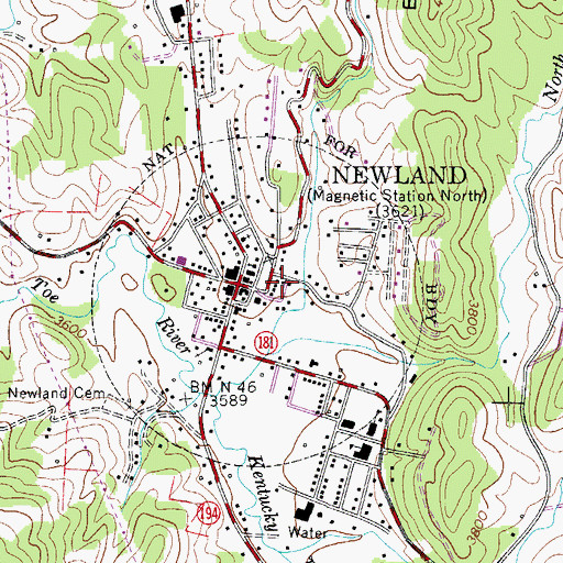 Topographic Map of Newland Post Office, NC