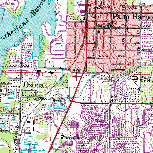Topographic Map of Palm Harbor Post Office, FL