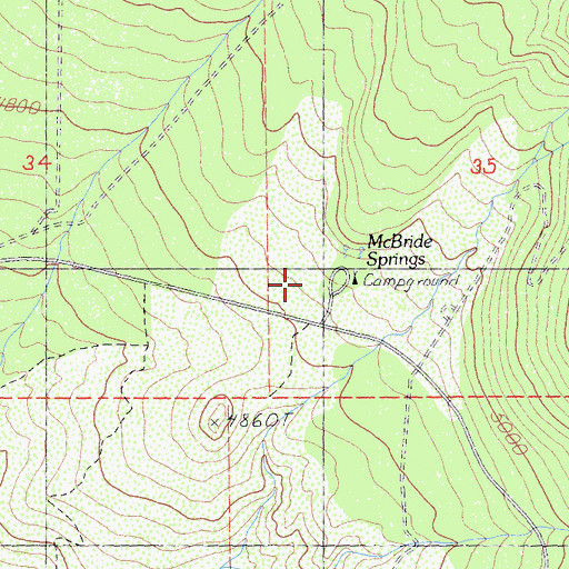 Topographic Map of McBride Springs Campground, CA