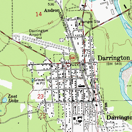 Topographic Map of Snohomish County Sheriff's Office Darrington Substation, WA