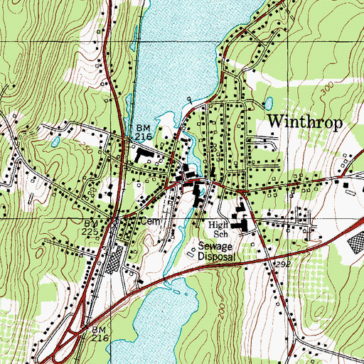 Topographic Map of Winthrop Post Office, ME