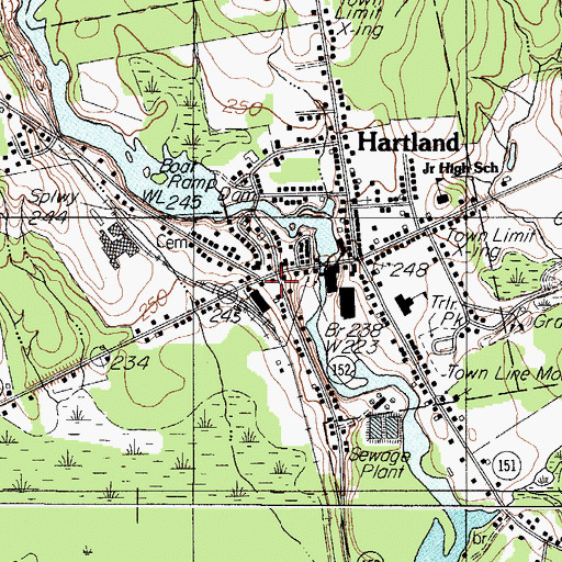 Topographic Map of Hartland Post Office, ME