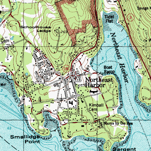 Topographic Map of Northeast Harbor Post Office, ME