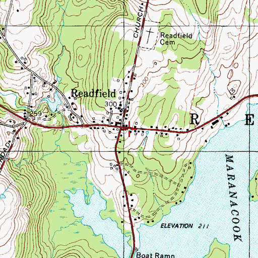 Topographic Map of Readfield Post Office, ME