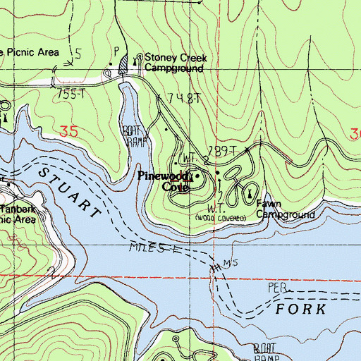 Topographic Map of Pinewood Cove, CA