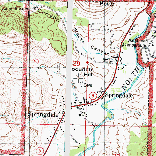 Topographic Map of Hilltop Cemetery, UT