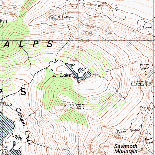 Topographic Map of L Lake, CA