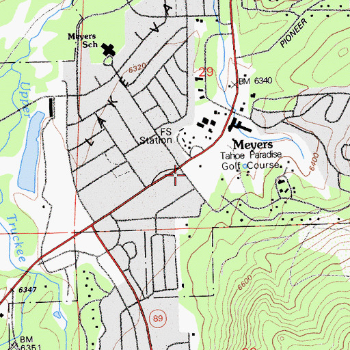 Topographic Map of Meyers Post Office, CA