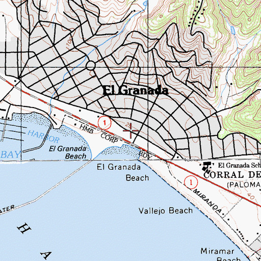 Topographic Map of El Granada Post Office, CA