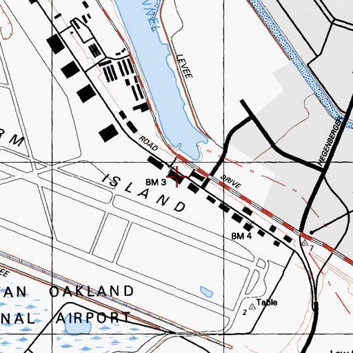 Topographic Map of Oakland Airport Police Department, CA