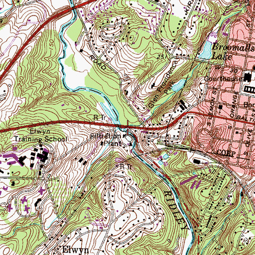 Topographic Map of Broomalls Run, PA
