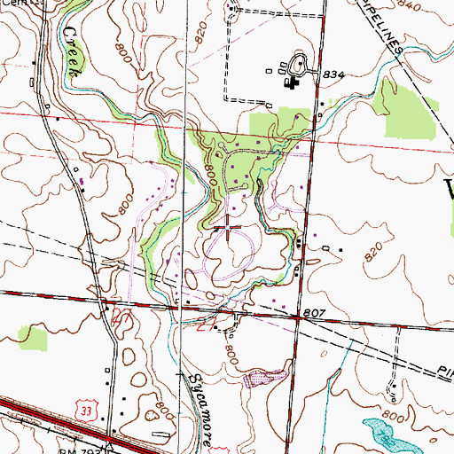 Topographic Map of Jefferson Woods, OH