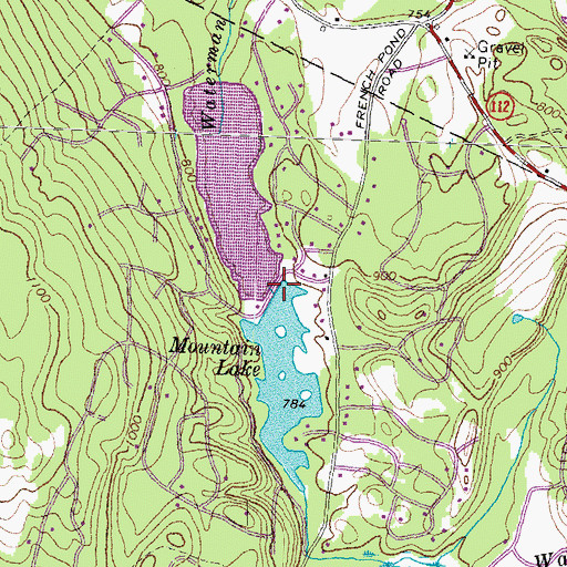 Topographic Map of Upper Mountain Lake Dam, NH