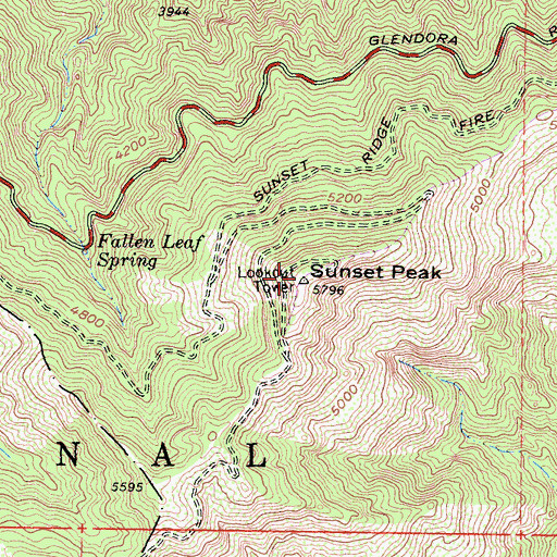 Topographic Map of Sunset Peak Lookout, CA