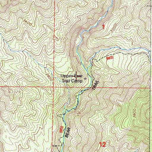 Topographic Map of Upper Bear Trail Camp, CA