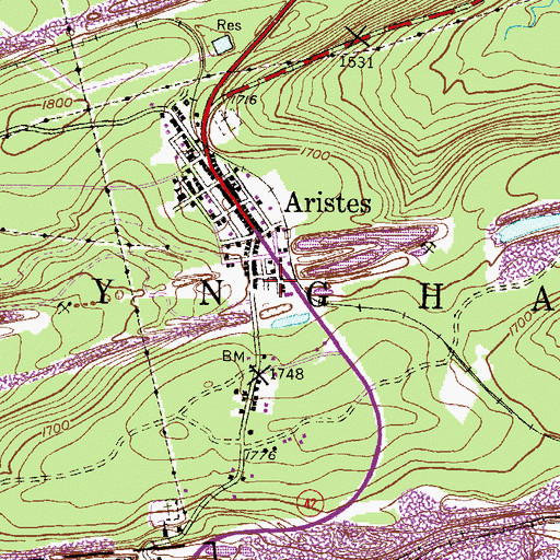 Topographic Map of Aristes Post Office, PA