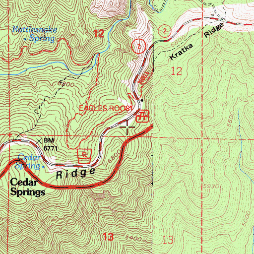 Topographic Map of Eagles Roost Picnic Ground, CA