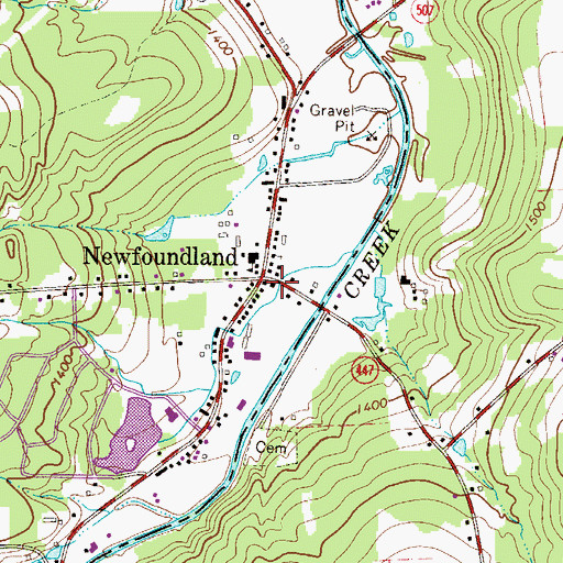 Topographic Map of Newfoundland Post Office, PA