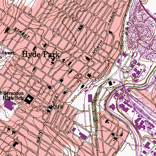 Topographic Map of West Scranton Post Office, PA