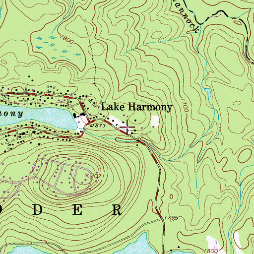 Topographic Map of Lake Harmony Post Office, PA
