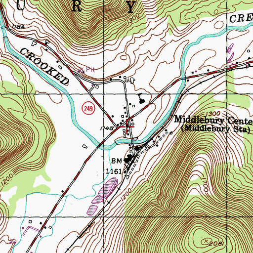 Topographic Map of Middlebury Center Post Office, PA