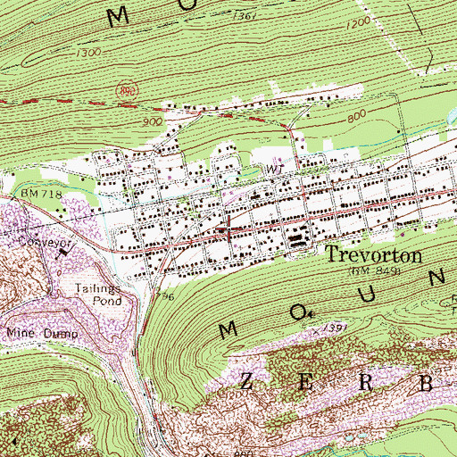 Topographic Map of Trevorton Post Office, PA