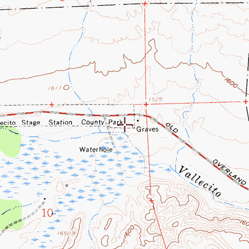 Topographic Map of Vallecito Stage Station Cemetery, CA