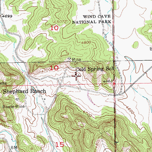 Topographic Map of Cold Springs Cemetery, SD