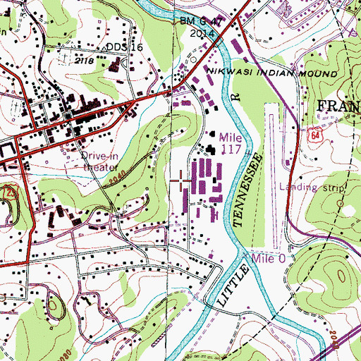 Topographic Map of Franklin Post Office, NC