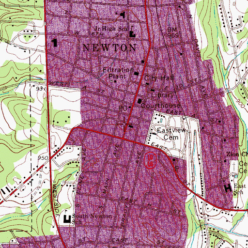 Topographic Map of Newton Post Office, NC