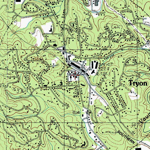 Topographic Map of Tryon Post Office, NC