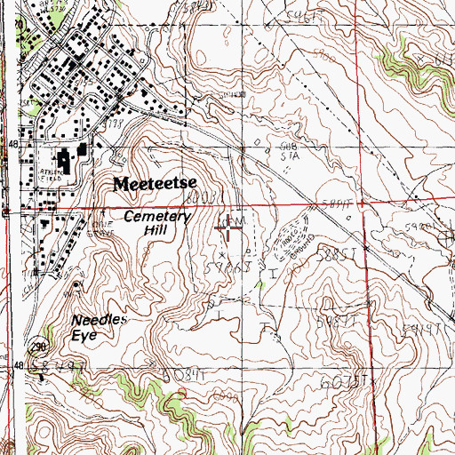 Topographic Map of Meeteetse Cemetery, WY