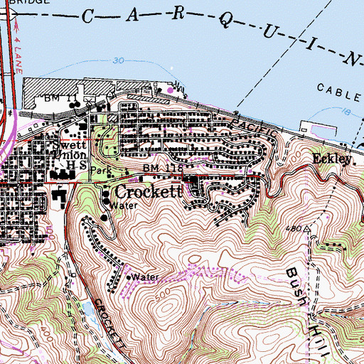 Topographic Map of Crockett, CA