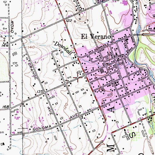Topographic Map of El Verano, CA