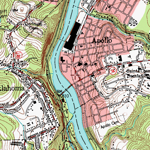 Topographic Map of Apollo Post Office, PA