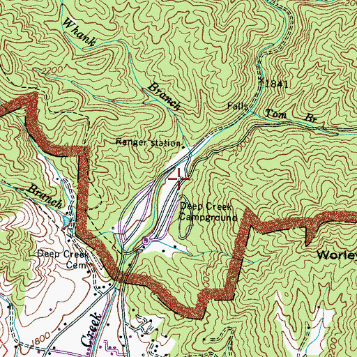 Topographic Map of Deep Creek Group Camp, NC