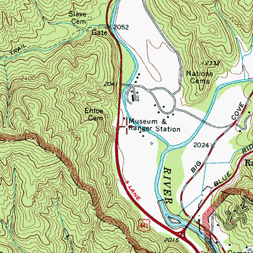 Topographic Map of Oconaluftee Visitor Center, NC