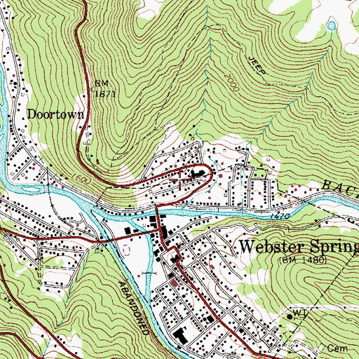 Topographic Map of Webster County Memorial Hospital Emergency Medical Services, WV