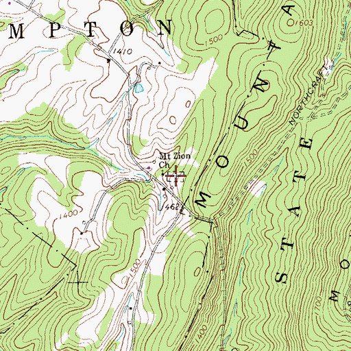 Topographic Map of Mount Zion Christian Cemetery, PA